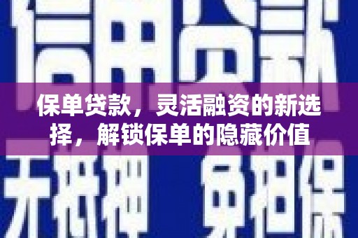 蕉城保单贷款，灵活融资的新选择，解锁保单的隐藏价值