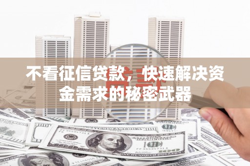 大庆不看征信贷款，快速解决资金需求的秘密武器