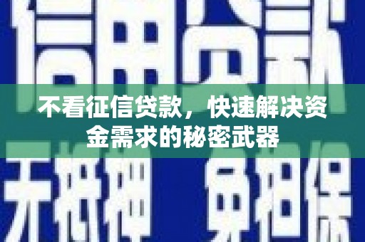 石家庄不看征信贷款，快速解决资金需求的秘密武器