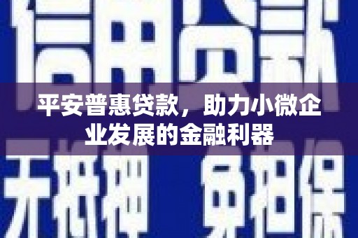 依兰平安普惠贷款，助力小微企业发展的金融利器