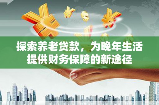 云龙探索养老贷款，为晚年生活提供财务保障的新途径