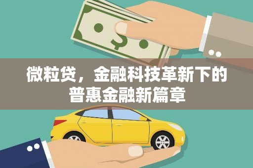 巩义微粒贷，金融科技革新下的普惠金融新篇章