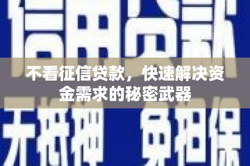 大名不看征信贷款，快速解决资金需求的秘密武器