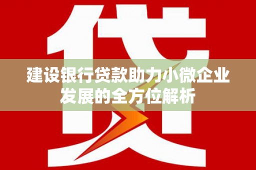襄州建设银行贷款助力小微企业发展的全方位解析