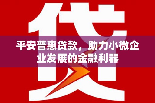 车城平安普惠贷款，助力小微企业发展的金融利器